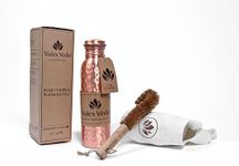 Valex Veda 1L Copper Water Bottle – Pure Copper Ayurveda Drinkware | Leak-Proof Hammered Design | Keeps Water Fresh | For Home, Yoga, Office, Gifting (Hammered)