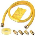 Grehitk Flexible Gas Line Connector for Dryer(1/2 48inch), Gas Hose Connector Kit for Stove, Water Heater, Gas Log, Pipe Diameter 5/8 in.OD(1/2 in. ID) Connector Size 1/2" FIP.1/2"MIP, Stainless Steel