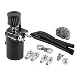 Ruien Universal 350ml Oil Catch Can Tank with Breather Aluminum Compact Dual Cylinder Polish Baffled Engine Air Oil Separator Tank Reservoir Kit Black