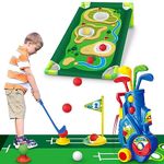 Letapapa Kids Golf Club Set, Toddler Golf Set with Golf Board, Putting Mat, 8 Balls, 4 Golf Clubs and Golf Cart, Indoor and Outdoor Sports Toys Gifts for Boys Toddlers Aged 3 4 5 6 Years Old (Blue)