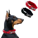 Payton Perry Nylon Dog Neck Belt Collar Combo Set, Adjustable Size, Durable Material, Comfy Soft Fur Padded (Recommended For 15-25Kg Pet) Pack Of 2 (Black, Red)