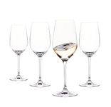 Galateo Crystal Bianco White Wine Glasses - 11.5 oz (340 mL) - Made in Slovakia - One-Piece Pulled Stem Design - Lead Free Crystal - Set of 4