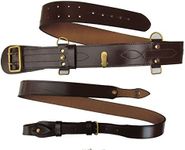 Sam Browne Belt + Shoulder Strap Brown Leather Brass Uniform Accessories R145, Brown Gold Fitting, 42