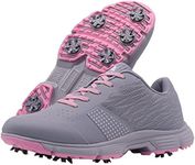 Women Golf Shoes, Ladies Golf Sport Sneakers Professional Waterproof Spikes Walking Shoe for Female,Gray,5 UK