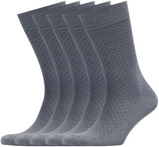 VRD SOCKS Men’s Dress Socks, Mid Calf Socks for Men, Honeycomb Design, Crew Socks for Men Shoe Size 8-13 (Ocean Grey, 5-Pairs)