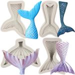 MYPRACS Mermaid Tail Mould Mermaid Silicone Fondant Mould for Cake Decorating Cake Decoration Chocolate Candy Cupcake Topper Polymer Clay Gum Paste Set of 4