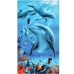 WarmHeartting Beach Towels Extra Large 100x180cm Microfibre for Men and Women Great for Swim Spa Travel Yoga Sports Camping Sunbed Cover Bath or Shower at Home Dolphins Print