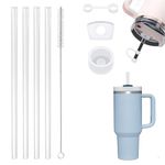 Straw Replacement for Stanley, 4 Pack Reusable Drinking Straws for Stanley 40 oz 30oz Tumbler Accessories, Silicone Anti Spill Stopper Set Compatible with Stanley Quencher 1.0/H2.0 (Clear)