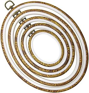 5PCS Oval Embroidery Hoops - Imitation Wood Cross Stitch Hoop Frame Set, Decorative Display Embroidery Rings 10CM-29CM for Needlepoint Sewing Craft (5 Different Sizes)