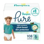 Pampers Pure Disposable Baby Diapers, Hypoallergenic and Fragrance Free Protection, Size 6, 108 Count