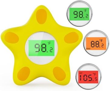 Baby Bath Thermometer, Infant Digital Water Thermometer Safety with 3 Color Backlit and Temperature Warning, Room Thermometer Floating Toy for Infant, Toddler, Bathtub, Swimming Pool (Yellow)