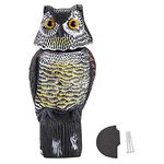 Repellent Bird Rotating Head Owl Decoy Repellent Bird Scarer Scarecrow Garden(with Sound)