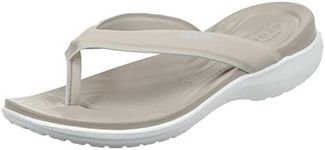 Crocs Women's Capri V Sporty Flip Flops | Sandals for Women, Cobblestone, 8 Women