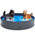 Bamda Dog Paddling Pool- Dog Pool 2024 Upgraded 6mm PP Board and Thickened Bottom Foldable Dog Swimming Pool, More Durable Paddling Pool for Dogs（120X30 Grey）