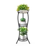 JC-Houser 3 Tier Tall Metal Plant Stand, 35 Inch Plant Stands Indoor Outdoor, Rustproof Wrought Iron Flower Pot Stand Holder Display Rack for Corner Patio Garden Balcony Living Room(Black)