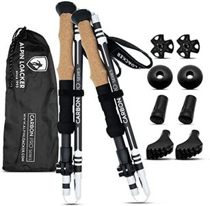 Alpin Loacker Bastones Trekking Carbono Plegables | Ligero y Fijos Resistente I Palos Senderismo Regulable Multiusos: Alpinismo, Nordic Walking, Esquí, Trail Running, 115-135cm