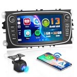 Hikity for Ford Focus S-Max Mondeo 9 Galaxy II C-Max Kuga Android Car Stereo Radio CarPlay Android Auto 7 Inch Touchscreen Car Radio GPS Navi WiFi Backup Camera HiFi FM RDS SWC