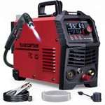 ARCCAPTAIN 55Amp Plasma Cutter, Blowback Non-HF Pilot Arc Plasma Cutting Machine, Large LED Display IGBT Inverter 110/220V Dual Voltage, 3/5" Clean Cut, Mesh Cutting, Rust Removal, PA PT Adjustable