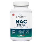 Bandini® NAC N-Acetyl-Cysteine | 600mg Acetyl Cysteine | Glutathione Precursor - Nutritional Supplements for Men & Women | Healthy Skin, Hair and Nails - Antioxidant, Post Workout, Gym | 100% Vegan