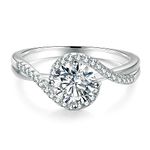 KRKC Moissanite Ring, Engagement Rings for Women, Promise Rings With 14K White Gold Plate, D Color VVS1 Simulated Diamond Wedding Bands 925 Sterling Silver Eternity Rings Diamond Rings ( 1 Carat, Size 7)