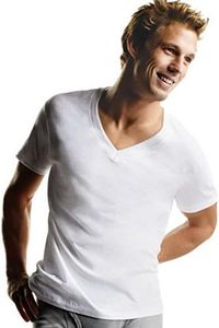 Hanes Men's 6 Pack Ultimate FreshIQ V-Neck T-Shirt, White, Medium