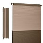 Boolegon Day and Night Cellular Shades No Tools No Drill Blinds for Window Cordless Easy to Install Honeycomb Shades Blackout&Filter Window Shades for Home, Brown, 39.5" W x 72" H