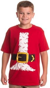 Santa Claus Costume | Jumbo Print Novelty Christmas Holiday Humor Youth T-Shirt-Youth,L Red