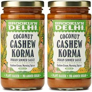Brooklyn Delhi Coconut Cashew Korma | Indian Simmer Sauce with Cashew Cream and Warming Spices | Mild Enough for a Kid, Flavorful for a Foodie | Vegan, Nothing Artificial (Pack of 2)