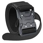 JUKMO Quick Release Tactical Belt, Military Work 1.5" Nylon Web Hiking Belt with Heavy Duty Seatbelt Buckle (Medium-for Waist 36"-42" (Length 49"), Black)