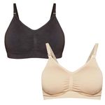 Motherhood Maternity Women's Plus-Size Seamless Clip Down Nursing Bra, Black/Nude 2 Pack, 1X