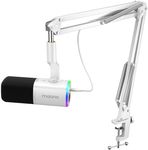 MAONO Gaming Microphone with Boom Arm: XLR/USB Podcast Microphone with Software, Mute Button, Gain Control, RGB PC Mic for Streaming, Recording, PS4/PS5, YouTube Content Creation (PD100XS White)