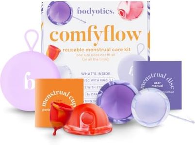 Comfyflow - Reusable Period Care Pack - Menstrual Cup and Discs with String, Ring, and Carrying Pouch - Comfort-Fit Design - Includes E-Book Guide - 5 Pack
