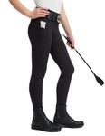 FitsT4 Sports Girls Horse Riding Pants Full Seat Silicone Girls Equestrian Pants Stretchy Kids Breeches Riding Tights Pockets Black M