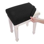 BUYUE Luxury Vanity Bench Stool Cover, (15"- 20") L x (11.8"- 15.7") W Rectangle Small Bench Stretch Jacquard Washable Slipcover (XS, Black)