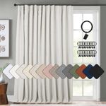 INOVADAY Thermal Sliding Door Curtains 100% Blackout Extra Wide for Patio, Linen Textured Farmhouse Glass Door Drapes (1 Panel, W100 x L84, Beige)