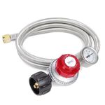 GASPRO 0-30 PSI Adjustable High Pressure Propane Regulator with Gauge, 5 FT Stainless Braided Hose, Perfect for Turkey Fryer, Gas Burner, Fire Pit