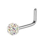 BodyJewelryOnline Nose Piercing Ring - Ferido Ball 316L Surgical Steel L Bend Nose Stud - 5 Colors Available (Aurora)