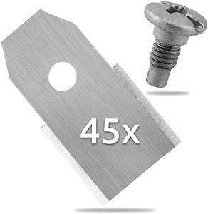 ECENCE 45x Cuchillas Robot Cortacésped Acero Inoxidable compatible con Husqvarna Gardena McCulloch Rob Flymo Yardforce Matrix Grizzly Brast + Tornillos