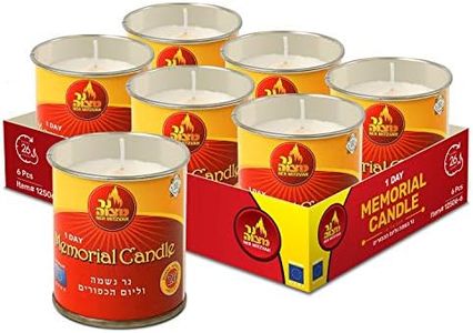 1 Day Yahrtzeit Candle - 6 Pack - 24 Hour Kosher Memorial and Yom Kippur Candle in Tin Cup Holder - by Ner Mitzvah