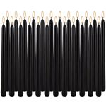 Black Taper Candles - Set of 24 Dripless Candles - 10 inch Tall, 3/4 inch Thick - 7.5 Hour Clean Burning