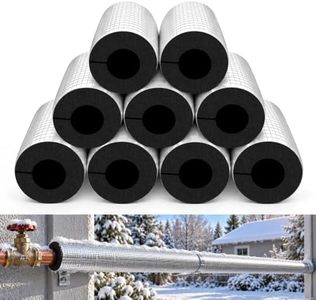 EaseThrift Pipe Insulation Foam Tube Self Adhesive 16 " L Peel and Stick Pipe Insulation Foam Wrap Aluminum Foil Pipe Covers for Spigot (9, Outdoor 0.6'' Thickness, 1 1/2'' IPS NPT)