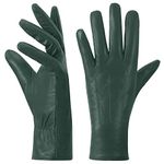 Harssidanzar Womens Leather Gloves Winter Warm Cashmere Lining Touchscreen Texting Warm Driving Lambskin Leather Gloves GL017,Hunter Green,Size XL