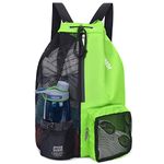 WANDF Swim Bag Mesh Drawstring Backpack with Wet Pocket for Swimming, Gym, and Workout Gear