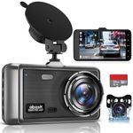 abask Dash Cam Front and Rear with 32GB SD Card, 1080P FHD Dashcam for Car Dual Dashboard Camera, 310° Wide Angle View with 4.0“ LCD Display Night Vision, Parking Mode, Motion Detection, G-Sensor