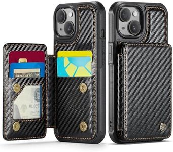 Vinich for iPhone 15 Plus Wallet Case with Card Holder, RFID Blocking Credit Slots Kickstand Shockproof Phone Cover Fit for iPhone 15 Plus 6.7" Carbon Black