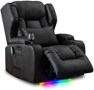 Oprisen Kunstleder Elektrisch Verstellbar Relaxsessel Kinosessel Fernsehsessel mit Liegefunktion Massage und Wärme TV Sessel Modern Liegesessel Sofa für Wohnzimmer,bis 150 kg, Schwarz
