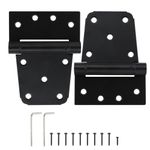 HOME MASTER HARDWARE 3-1/2" Heavy Duty Spring T Hinge Gate Hinges Steel Black Finish with Screws 2-Pack