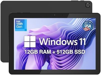 Fusion5 Built in USA 10.1" Windows 11 Home Mini Laptop Tablet PC - 12GB DDR5 RAM, 512GB SSD, Intel15th Gen, 10 Inch FHD+ Windows Tablet Computer - Built-in Fan, Fast Charging, HDMI, USB C, Metal Body