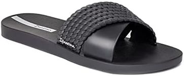 Ipanema Women's Street II Slides - Comfortable and Trendy Slip-On Sandals, Flip Flops for Women with Wide, Minimalist, Crisscross Upper, Black/Black, 6