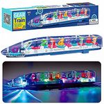 Sky Tech® Transparent Concept Long Train Toy for Kids, Electric Mechanical Gear Race Musical 3D Train Toy with 360 Degree Rotation, Bump & Go Effects Educational Toys